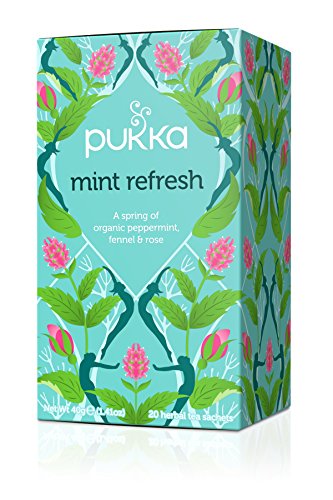 Pukka Mint Refresh, Organic Herbal Tea with Peppermint & Rose Flower (4 Pack, 80 Tea bags)
