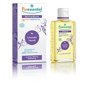 Puressentiel Rest & Relax Organic Massage Oil, 100 ml - Lavender & Neroli - Relaxing, Soothing  - Ease everyday tension - Restore calm & Encourage peaceful sleep - 100% Organic
