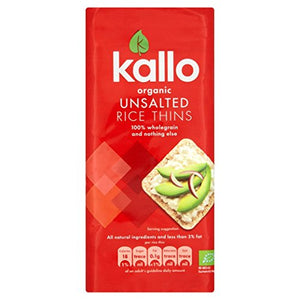 Kallo Thin Rice Cakes No Added Salt 130g x 12 (Pack of 12)