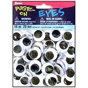 Paste On Wiggle Eyes 20mm 56/Pkg-Black