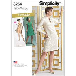 Simplicity Creative Patterns US8254AA 8254 Simplicity Pattern 8254 1960'S Vintage dress for Miss & Plus Sizes, Size: AA (10-12-14-16-18),,