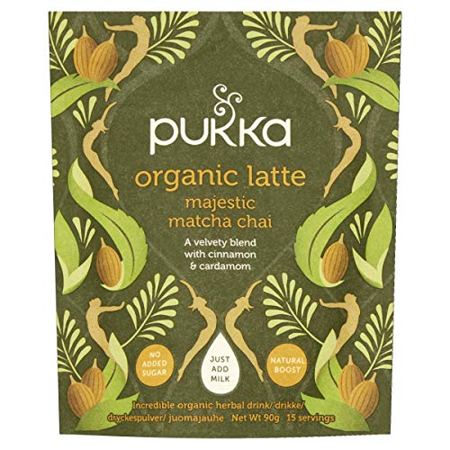 Pukka Majestic Matcha Chai, Organic Herbal Latte with Cinnamon & Cardamom - Pack of 1