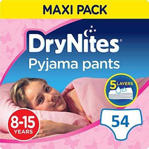 Huggies DryNites Girl's Pyjama Pants, 8-15 Years (54 Pants)