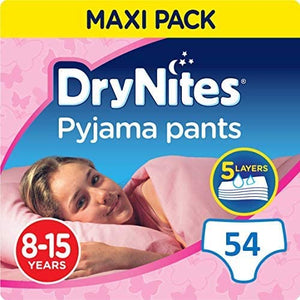 Huggies DryNites Girl's Pyjama Pants, 8-15 Years (54 Pants)