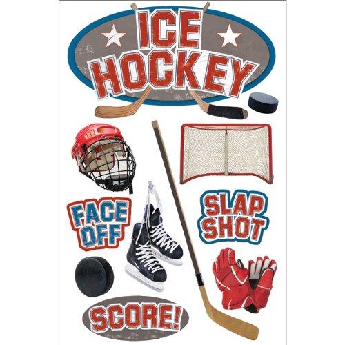 Paper House Productions STDM-0126 3D Sticker 4.5" x 7" Sheet, Ice Hockey