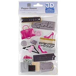 Paper House Productions STDM-156E 3D Stickers, Shopping Girls