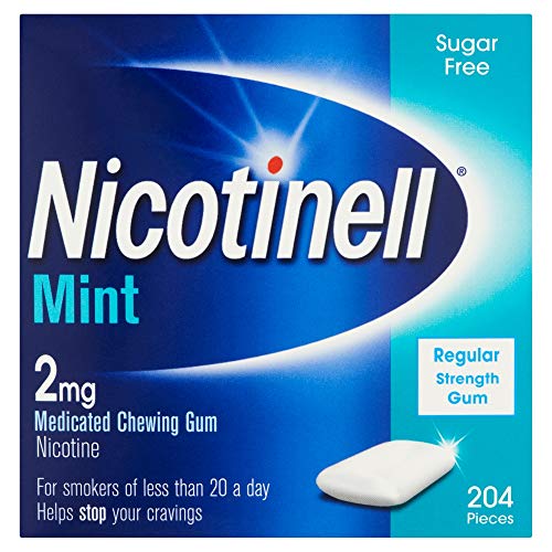 Nicotinell Nicotine Gum, Quit Smoking Aid, Mint Flavour, 2 mg, 204 Pieces