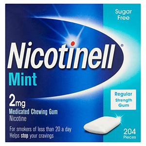 Nicotinell Nicotine Gum, Quit Smoking Aid, Mint Flavour, 2 mg, 204 Pieces