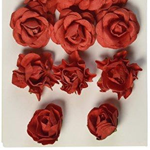 Paper Blooms 1" To 1.5" 10/Pkg-Fire Red