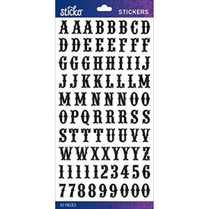 Sticko Alphabet Glitter Carnival Stickers, Small, Black