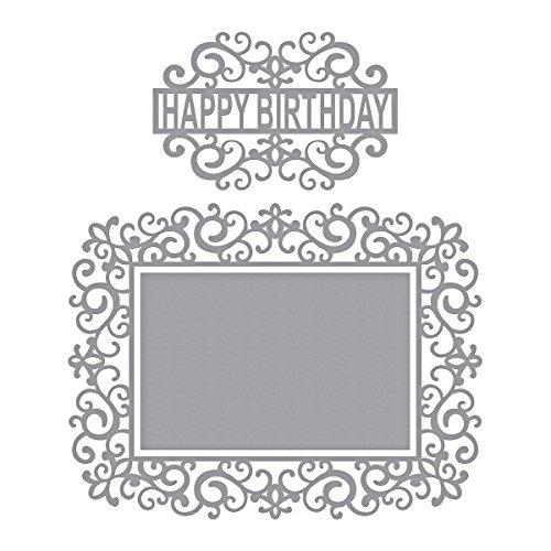 Spellbinders Shapeabilities Swirl Happy Birthday Frame Etched/Wafer Thin Dies