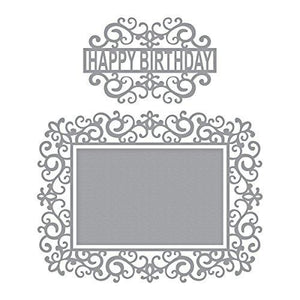 Spellbinders Shapeabilities Swirl Happy Birthday Frame Etched/Wafer Thin Dies
