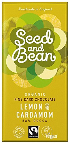 SEED & BEAN Organic & Fairtrade Dark Chocolate 58% Lemon & Cardamon Bar 85g (PACK OF 8)