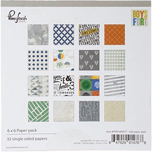 Pinkfresh Studio Single-Sided Paper Pack 6"X6" 32/Pkg-Boys Fort