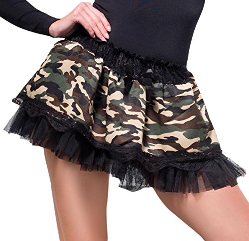 Smiffys Camouflage Tutu Underskirt with Lace Top and Bow