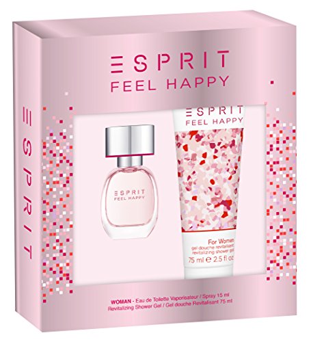 ESPRIT Women's Feel Happy Gift Set Eau de Toilette Spray 15ml + Shower Gel 75 ml, 1er Pack (1 x 90 mL)
