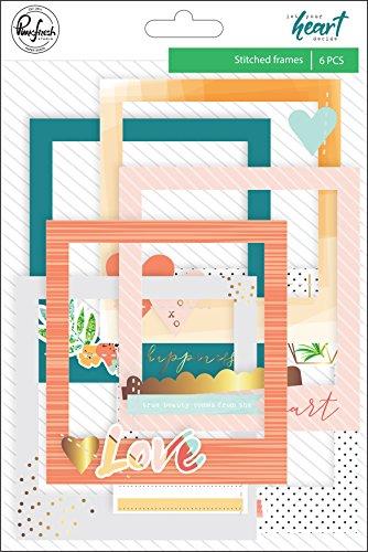 Pinkfresh Studio Let Your Heart Decide Chipboard Stickers 6/Pkg-Gold Foil Frames W/Stitched Accents