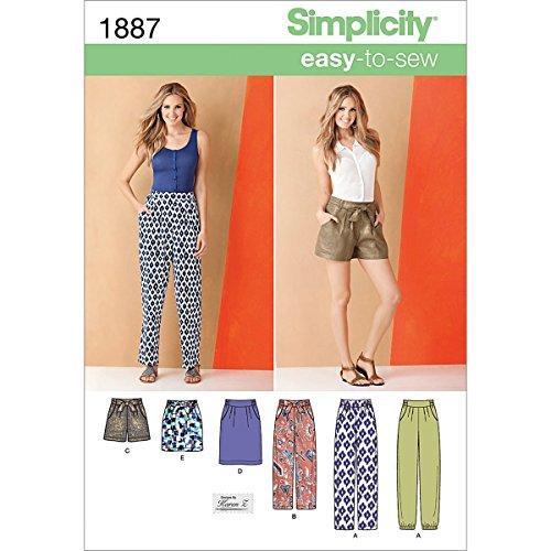 Simplicity Karen Z Easy-to-Sew Pattern 1887 Misses Pants, Shorts and Skirt in 2 Lengths Size 16-18-20-22-24