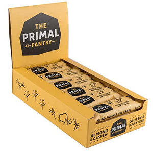The Primal Pantry - Almond Cashew Raw Fruit & Nut Energy Snack Bars - 18x45g - No Added Sugar, Dairy Free, Gluten Free, Vegan, Paleo - Qty 18