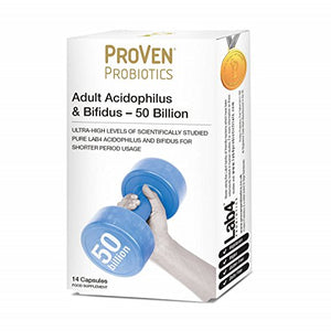 Proven Probiotics Adult Acidophilus and Bifidus 50 Billion Capsules, 14-Count