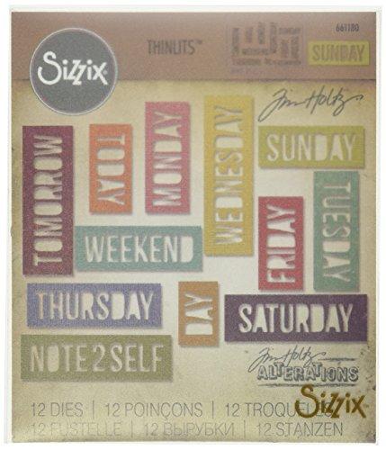 Sizzix 661180 Daily Words Block Thinlits Die Set by Tim Holtz (12/Pack)