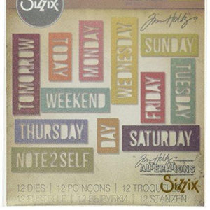 Sizzix 661180 Daily Words Block Thinlits Die Set by Tim Holtz (12/Pack)