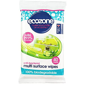 Ecozone Anti-Bacterial Multi Surface Biodegradable Wipes 40 per pack