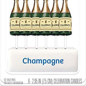 Signature Brands Best Wishes By Cake Mate Birthday Candles 6/Pkg-Champagne Bottles