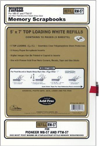 Pioneer Postbound 5 Inch by 7 Inch White Top Loading Refill Pack