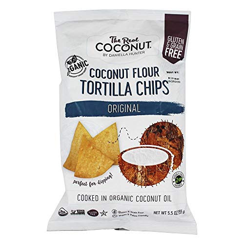 The Real Coconut Organic Coconut Tortilla Chips Original 155g (Pack of 12)