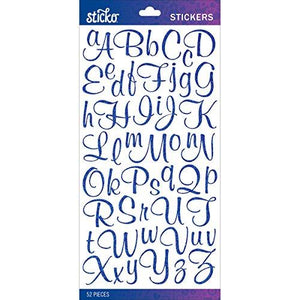Sticko Alphabet Glitter Script Stickers, Small, Blue