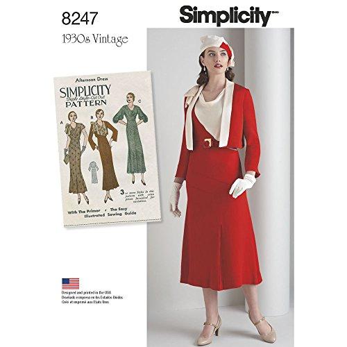 Simplicity Pattern 8247 R5 Misses' 1930's Dress and Jacket, Size: R5 (14-16-18-20-22)