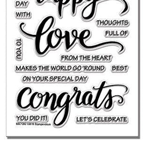 STAMPENDOUS Big Words Happy Clear Stamp Set