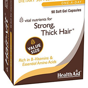 HealthAid Hair Vitamins for Hair Growth with Essential Vitamins and Minerals, 90 Capsules