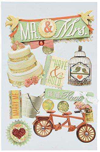Paper House Productions STDM-0133 3D Sticker 4.5" x 7" Sheet, Mr. & Mrs.