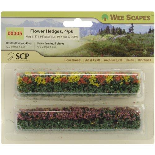 SCP Blossom Blended Flower Hedges, 5 x 0.375 x 0.625-Inch, Green, 4-Pack