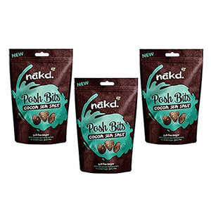 Cocoa Sea Salt - Nakd Posh Bits Raw Fruit Nut Treats - Gluten Wheat Dairy Sugar Free Sharing Bag 130g (Pack of 3)