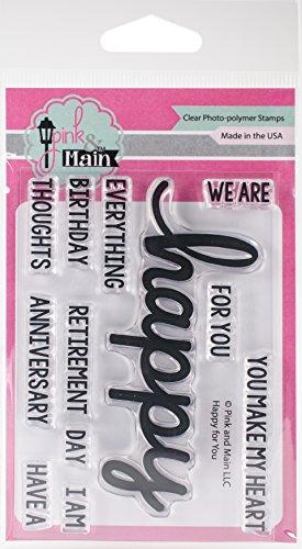 Pink & Main Clear Stamps 3"X4"-Happy