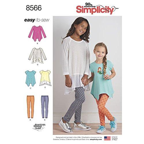 Simplicity Pattern 8566 Child's and Girls' Tunics and Leggings SIZE 7-14 SEWING PATTERN
