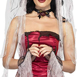 Smiffys Gothic Bride Kit with Rose and Skull Veil Choker and Gloves