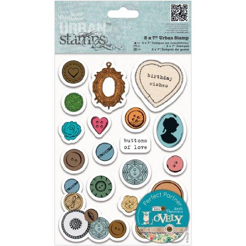 Papermania Sew Lovely Urban Stamps, 5 by 7-Inch, Mixed Buttons