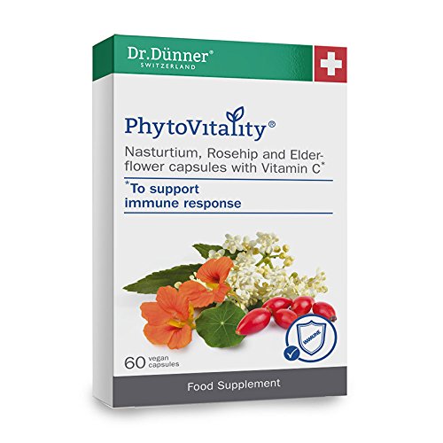 Dr.Dünner PhytoVitality NASTURTIUM, ROSEHIP, ELDERFLOWER WITH VITAMIN C 60 capsules (60 days supply) to support the immune system