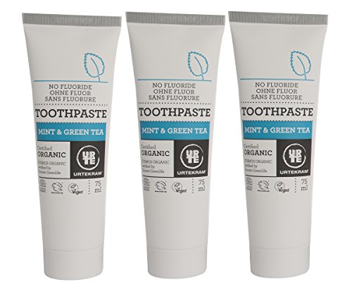 Urtekram Organic Mint & Green Tea Toothpaste 75ml (Pack of 3)