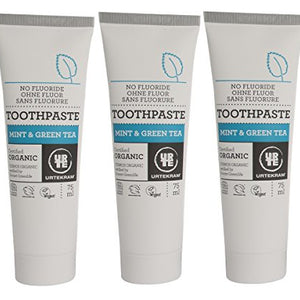 Urtekram Organic Mint & Green Tea Toothpaste 75ml (Pack of 3)