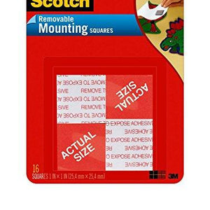 Scotch Removable Mounting Squares, 1-inch x 1-inch, White, 16-Squares (108)