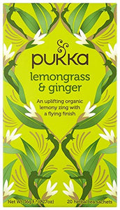 Lemongrass & Ginger Herbal Tea Bags - Organic & Fair Lemongrass, Ginger Root and Licorice Root