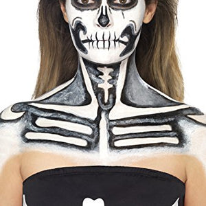 Smiffys Skeleton Makeup Kit with Black and White Liquid Latex Pots and 2 Brushes
