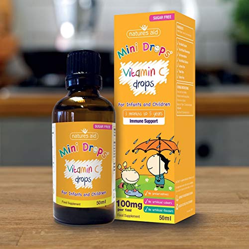Natures Aid Vitamin C Drops, Immune Health for Infants and Children, Sugar Free, 50 ml