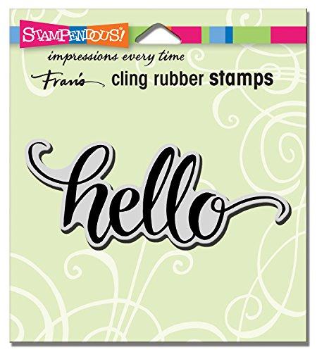 STAMPENDOUS CRN266 Cling Stamp, Big Brush Hello