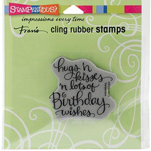 STAMPENDOUS CRF238 Cling Stamp, Hugs Kisses Wishes